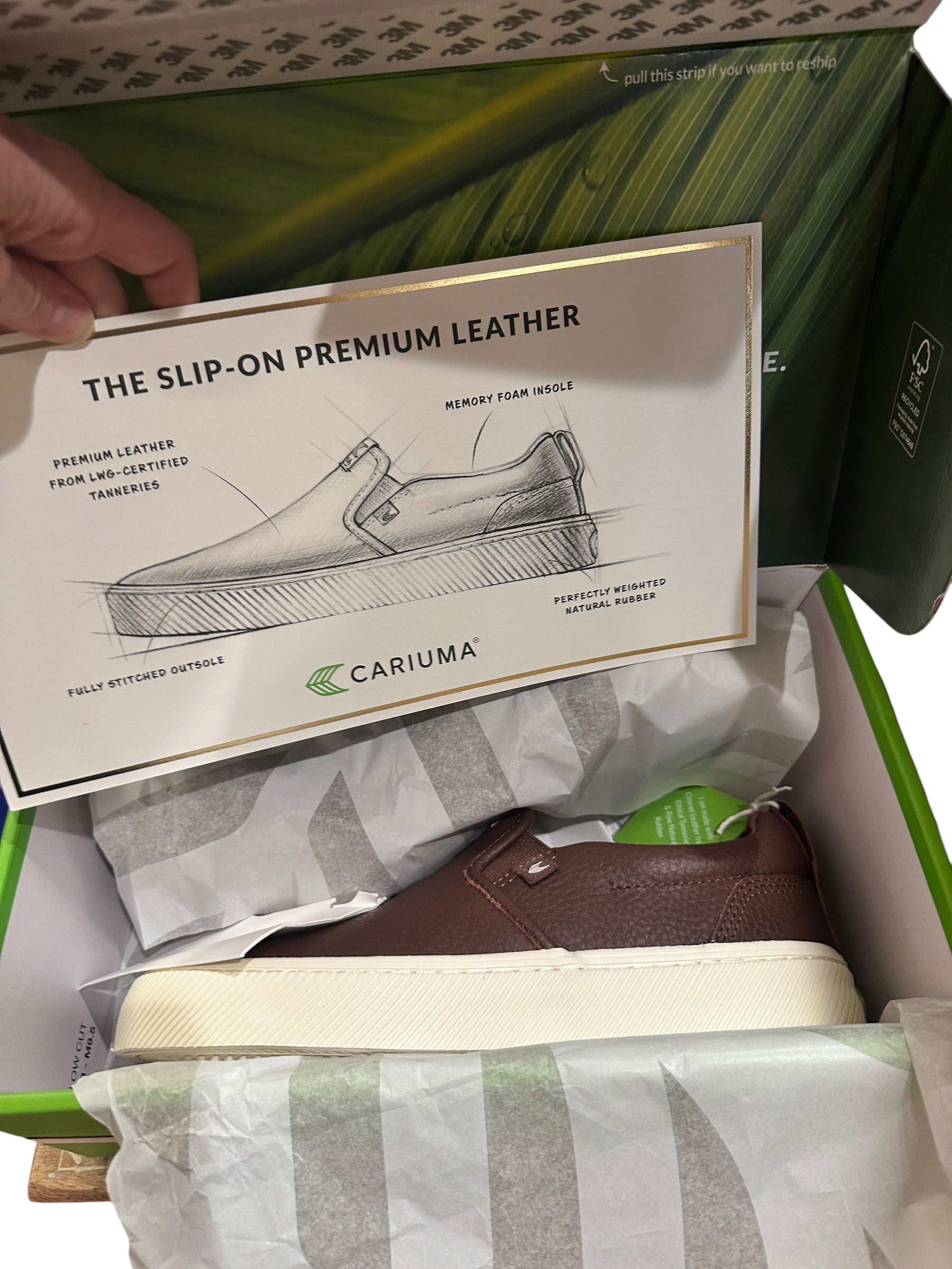 Size 9 Women / Size 7.5 Men - Cariuma Brown Slip-on Leather Sneaker