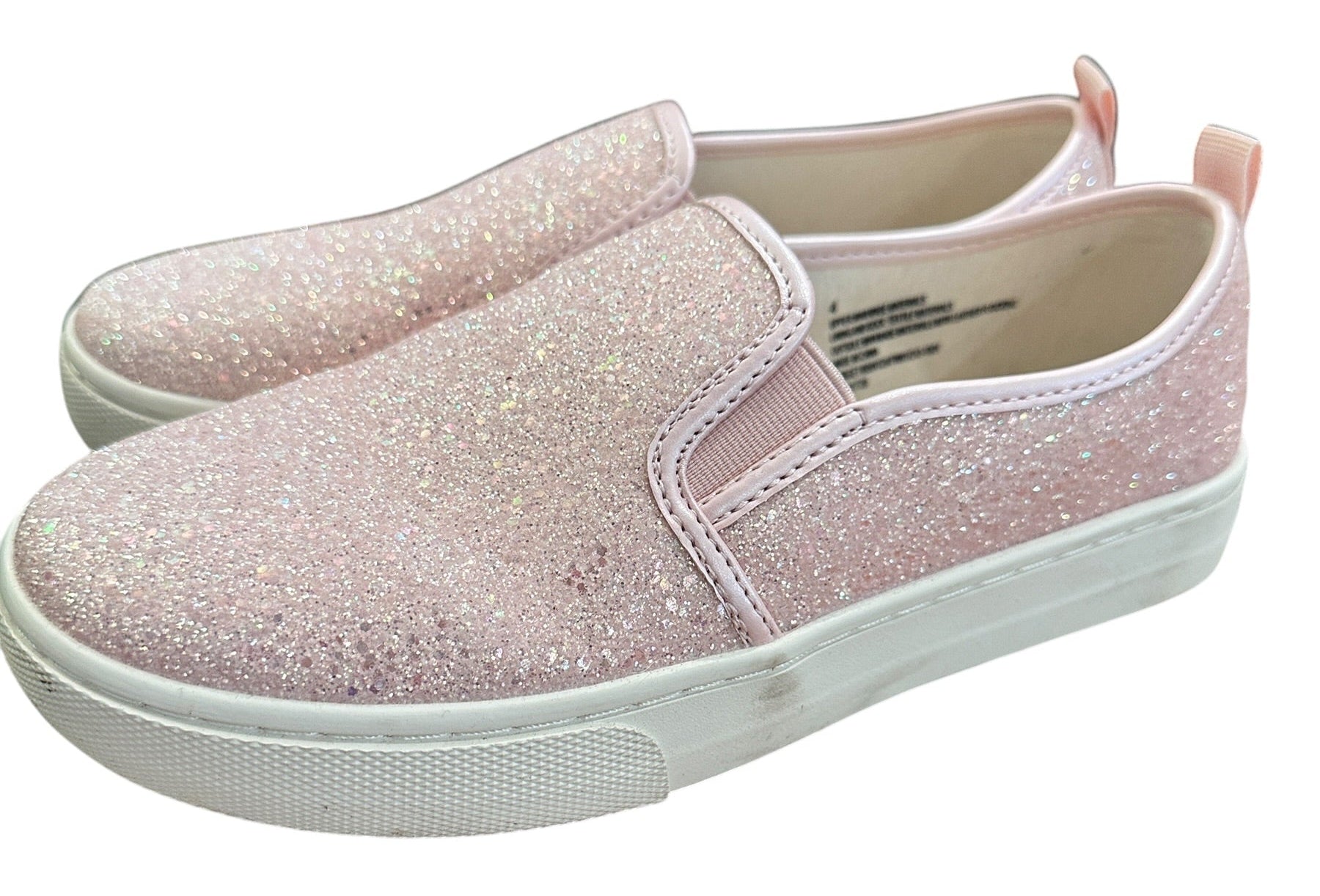Youth Size 4 - Cat & Jack Pink Sparkle Slip-On Canvas Sneakers