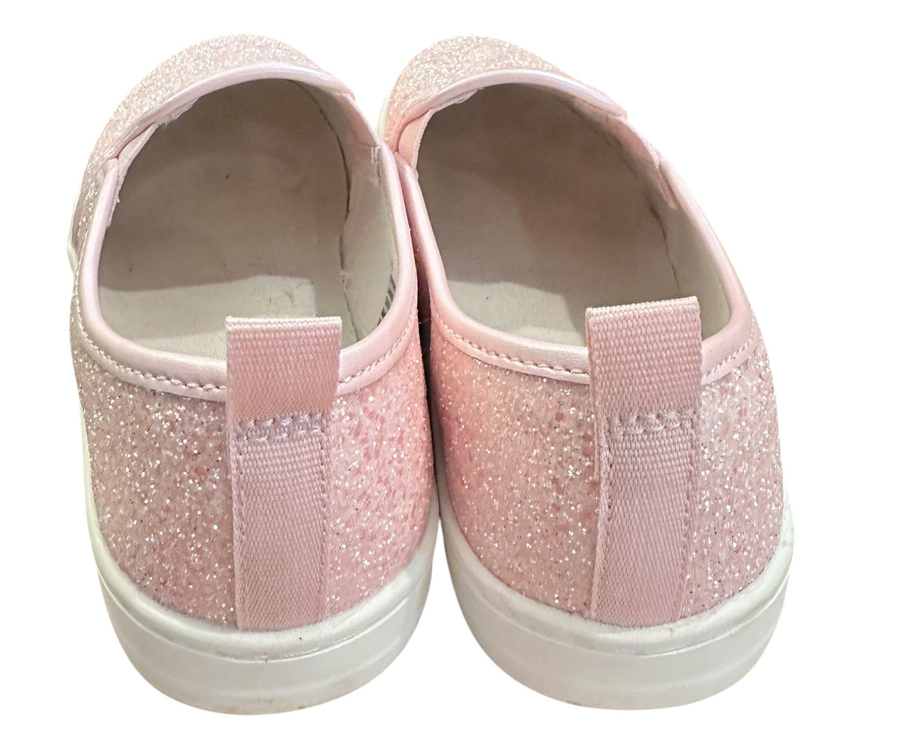 Youth Size 4 - Cat & Jack Pink Sparkle Slip-On Canvas Sneakers