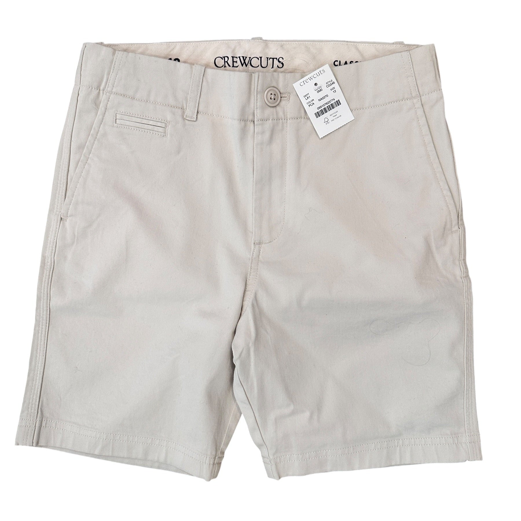 Youth Size 12 - CrewCuts Classic Light Khaki Flat Front Shorts