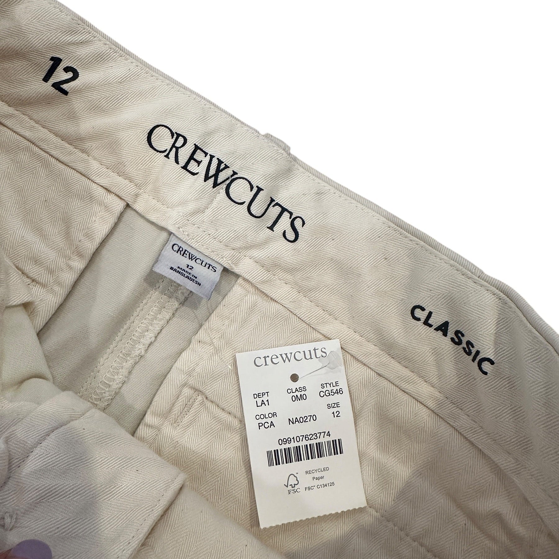 Youth Size 12 - CrewCuts Classic Light Khaki Flat Front Shorts