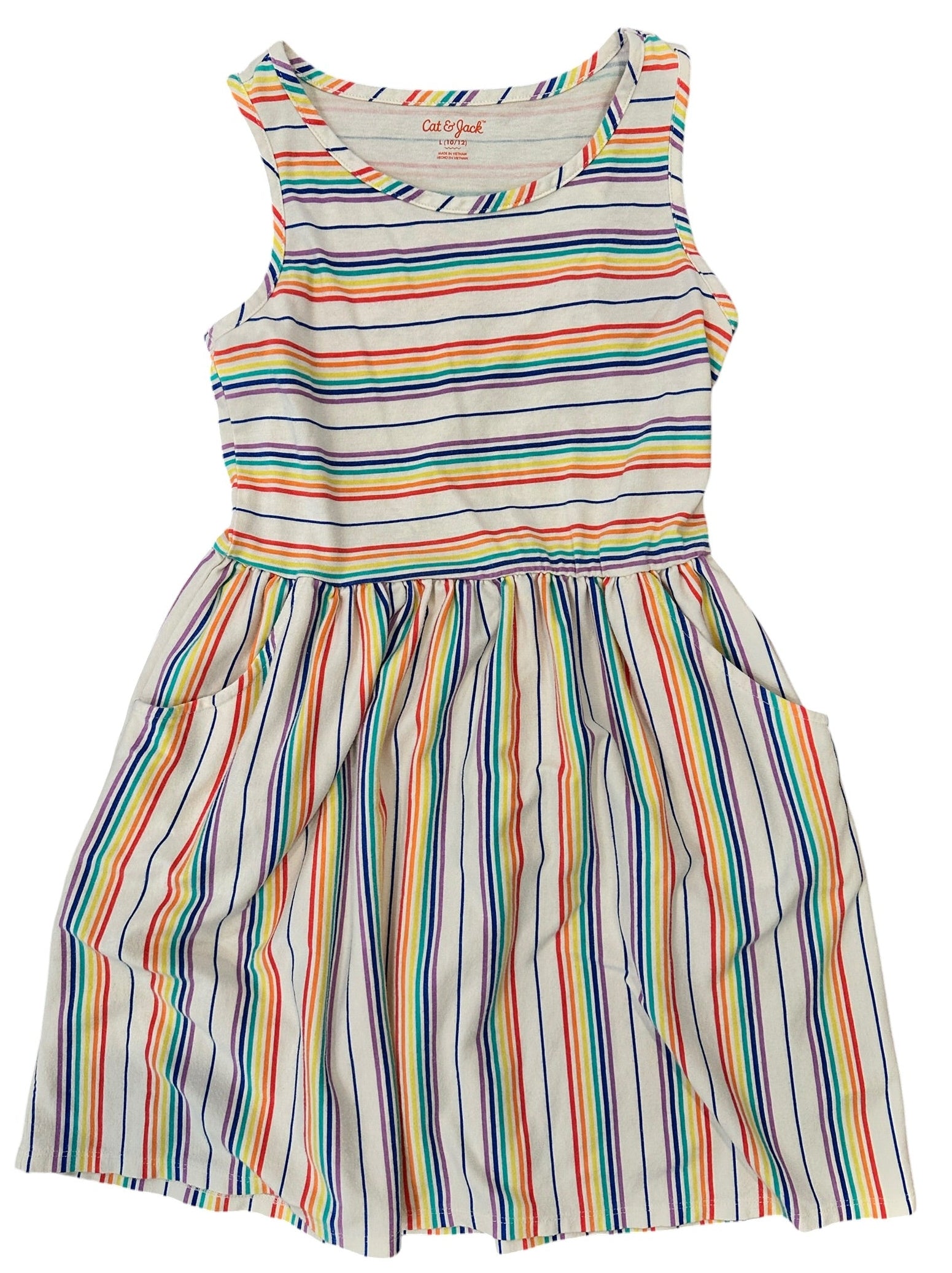 Youth Size L (10/12) - Cat & Jack Stripe Tank Dress with Pockets