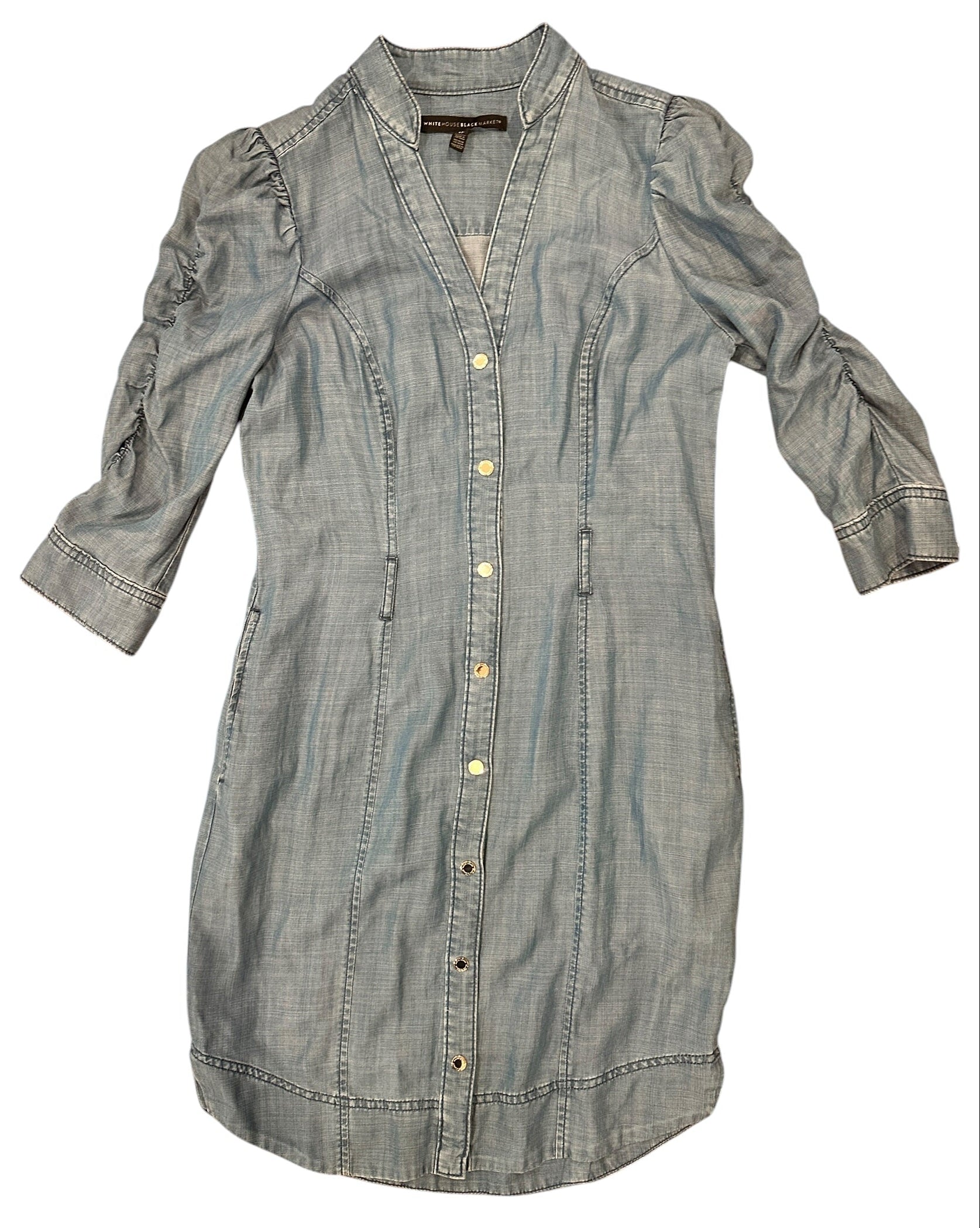 Size 4Petite - White House Black Market Lightweight Denim Dress with Pockets