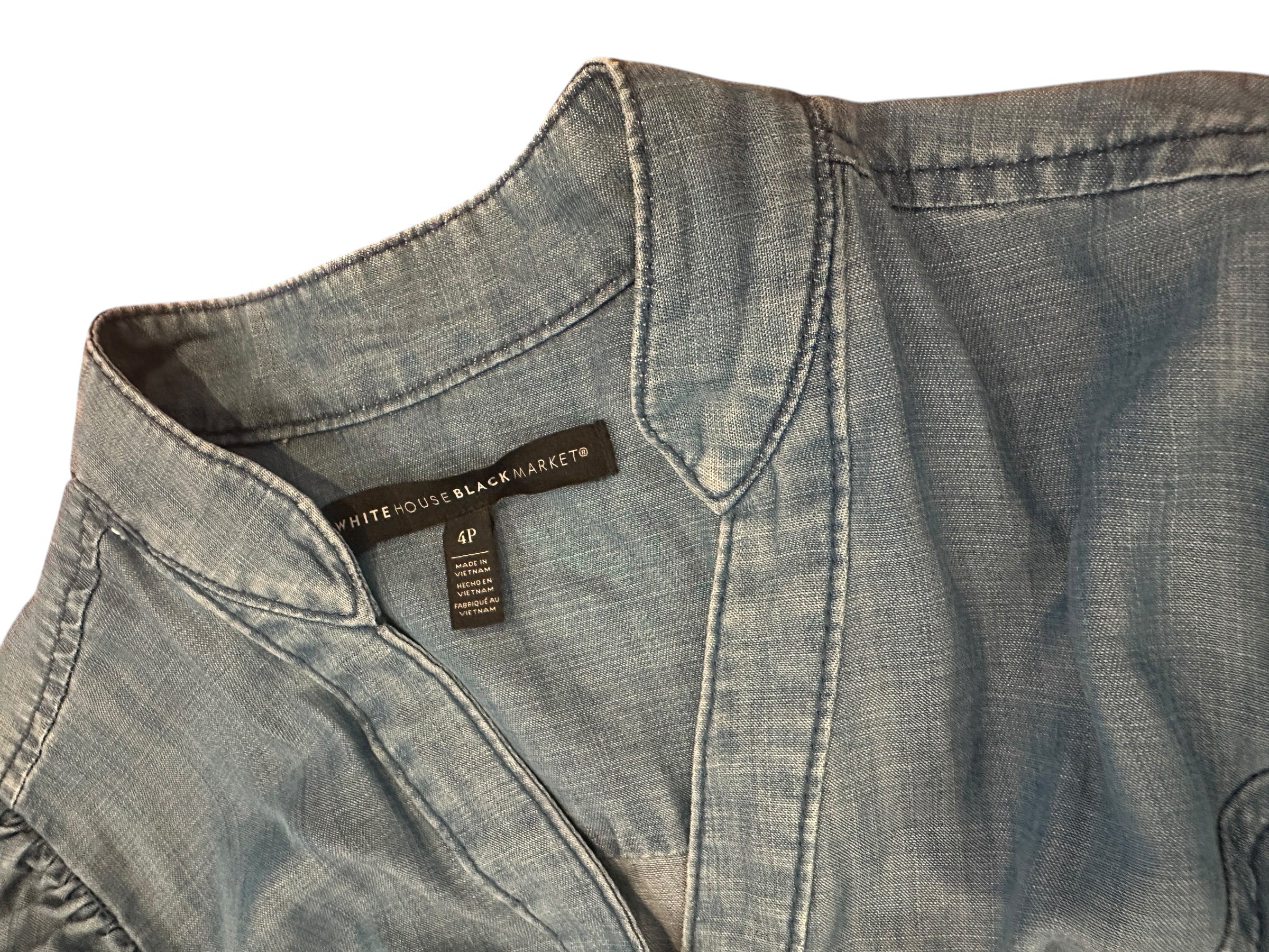 Size 4Petite - White House Black Market Lightweight Denim Dress with Pockets