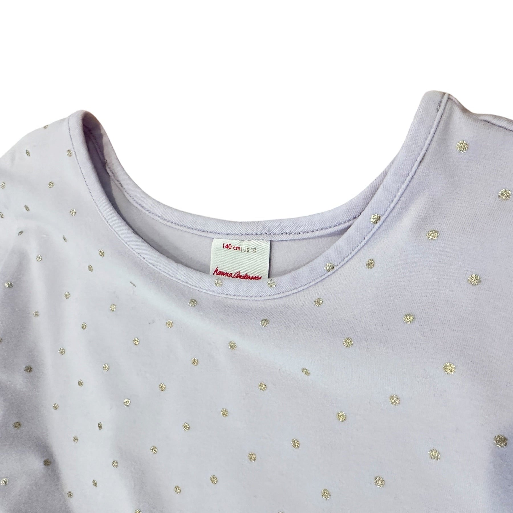 Youth Size 10 - Hanna Andersson Purple and Gold Polka Dot Long Sleeve Dress