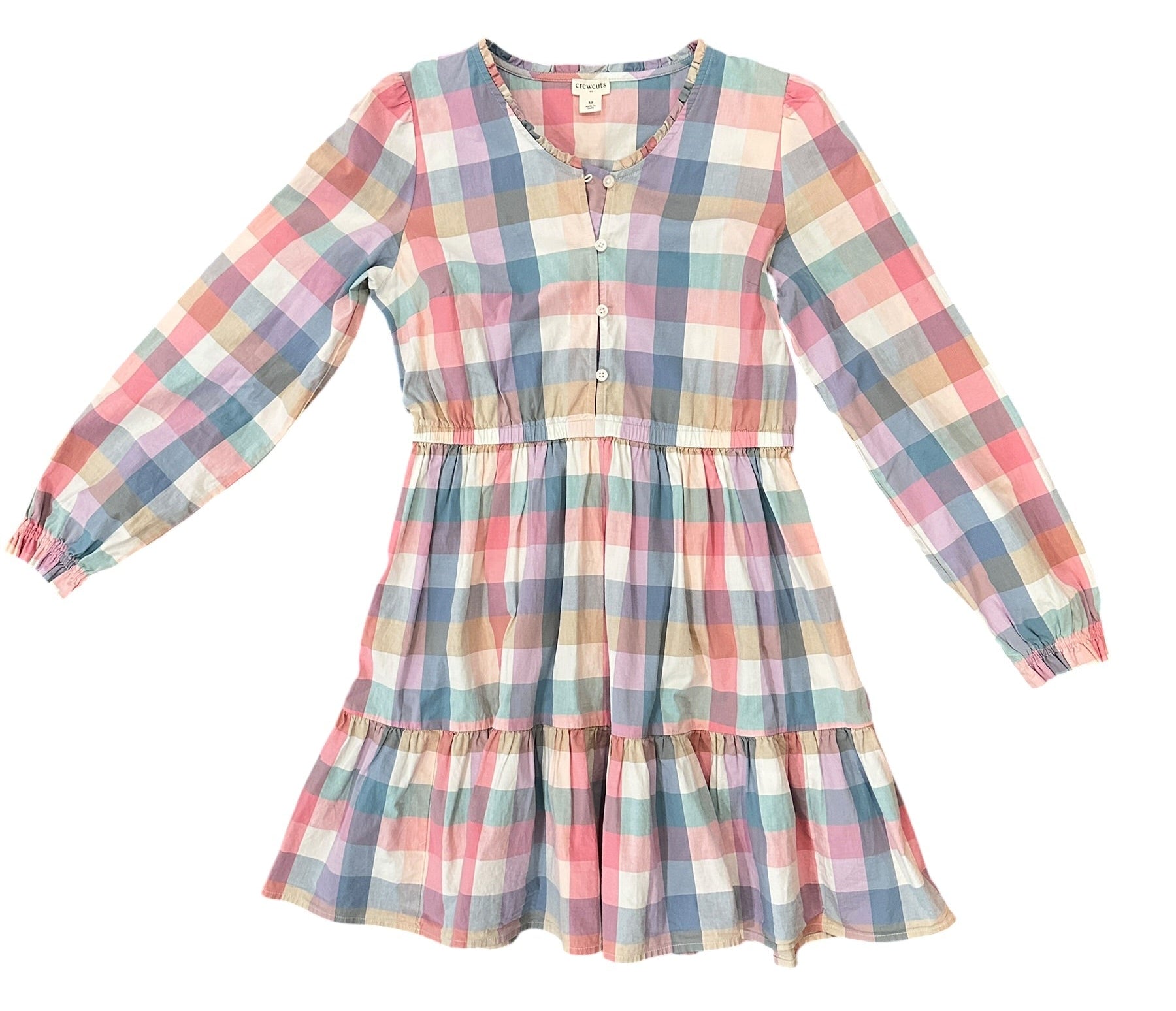Youth Size 12 - CrewCuts Lightweight Plaid Long Sleeve Dress