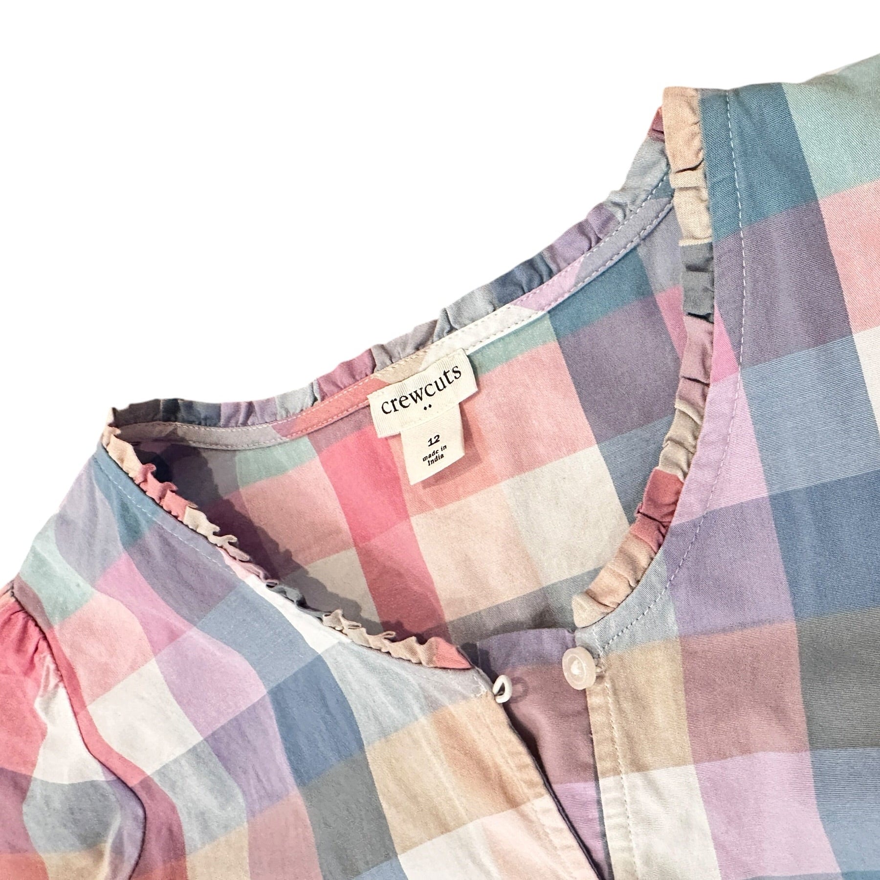 Youth Size 12 - CrewCuts Lightweight Plaid Long Sleeve Dress