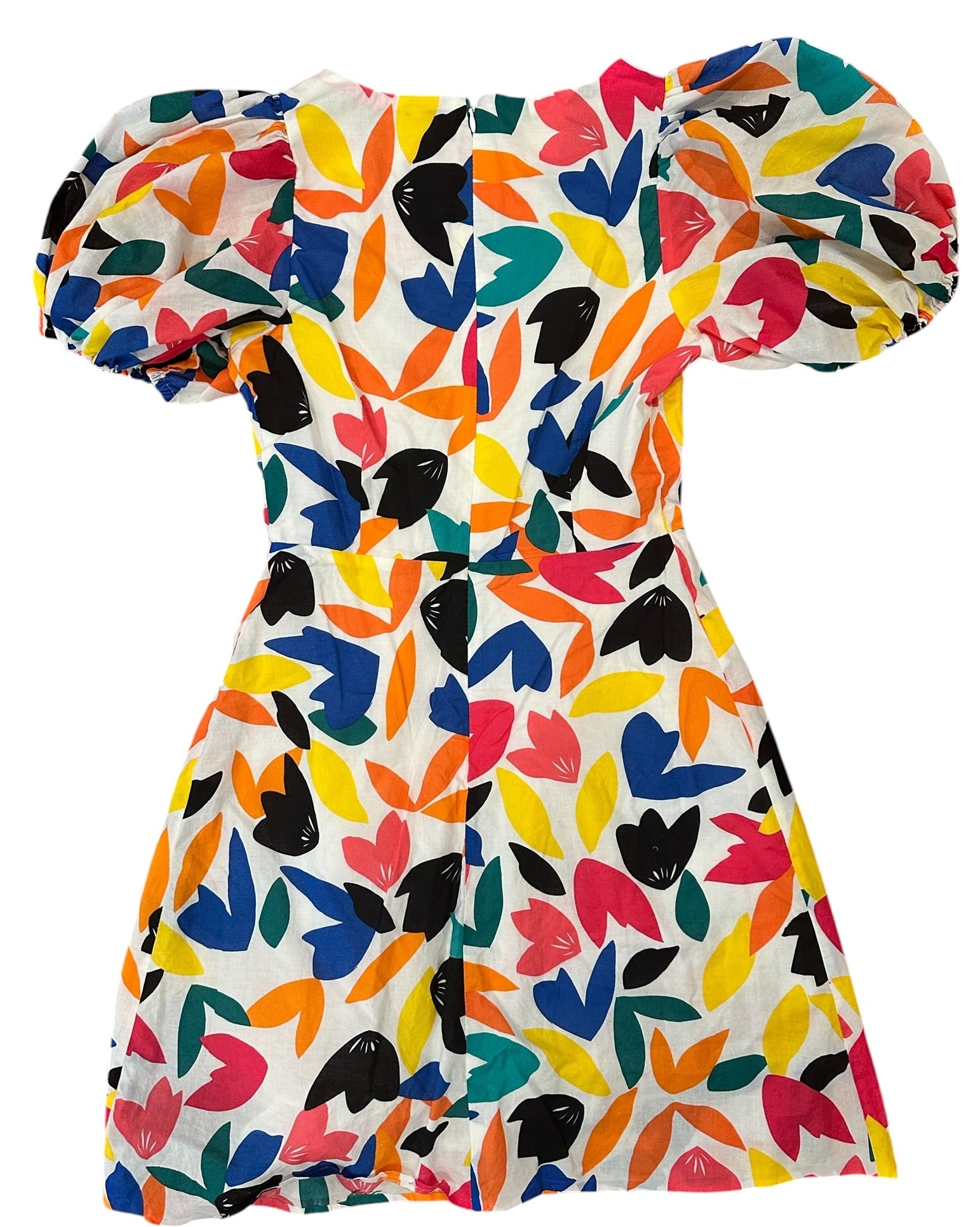 Size 2 - Calvin Klein Puffy Sleeve Colorful Dress