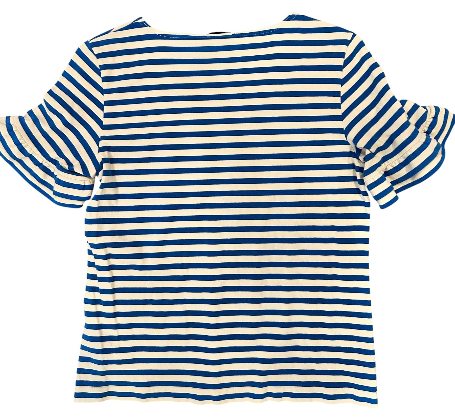 Size Medium - J. Crew Stripe Jersey Blouse with Ruffle Sleeve