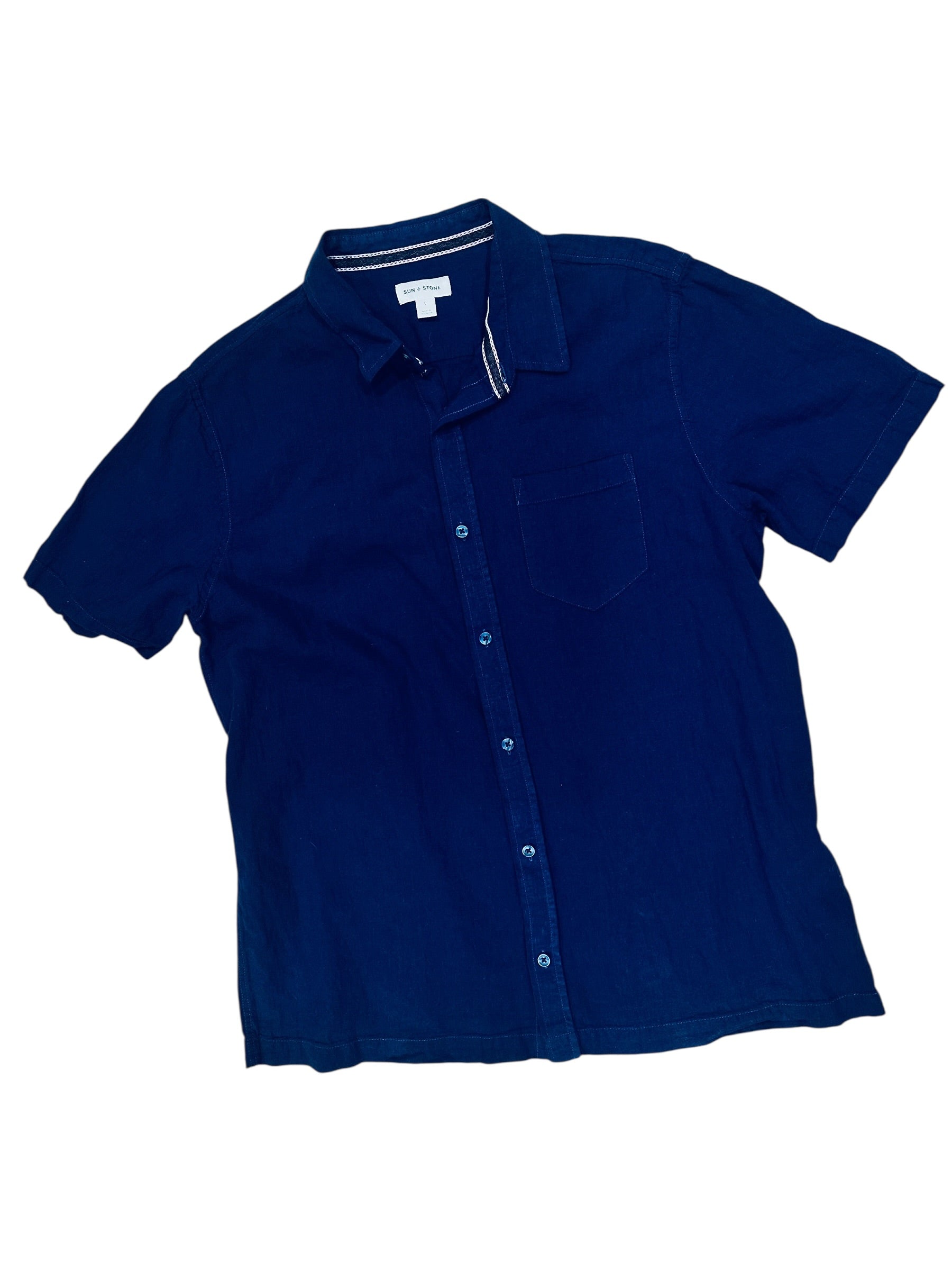 Size Large - Sun Stone Short Sleeve Linen Shirt