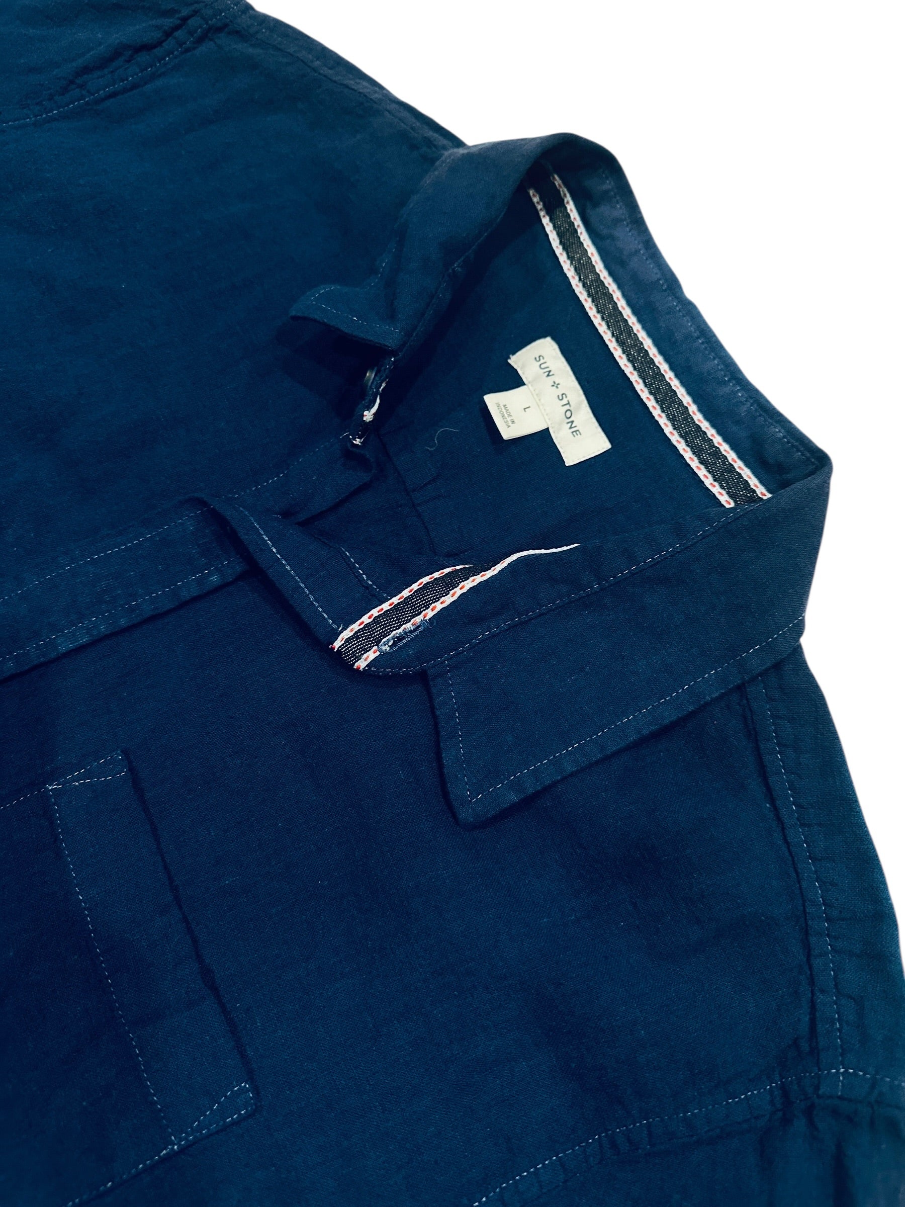 Size Large - Sun Stone Short Sleeve Linen Shirt