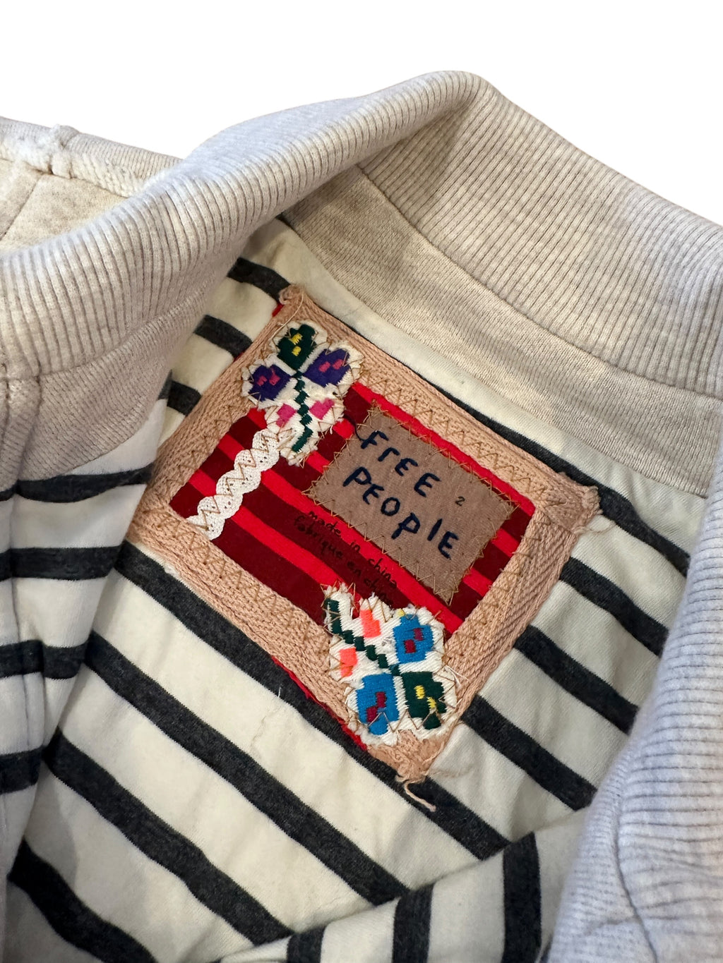 Free People Soft Knit Cream cropped zip-up jacket