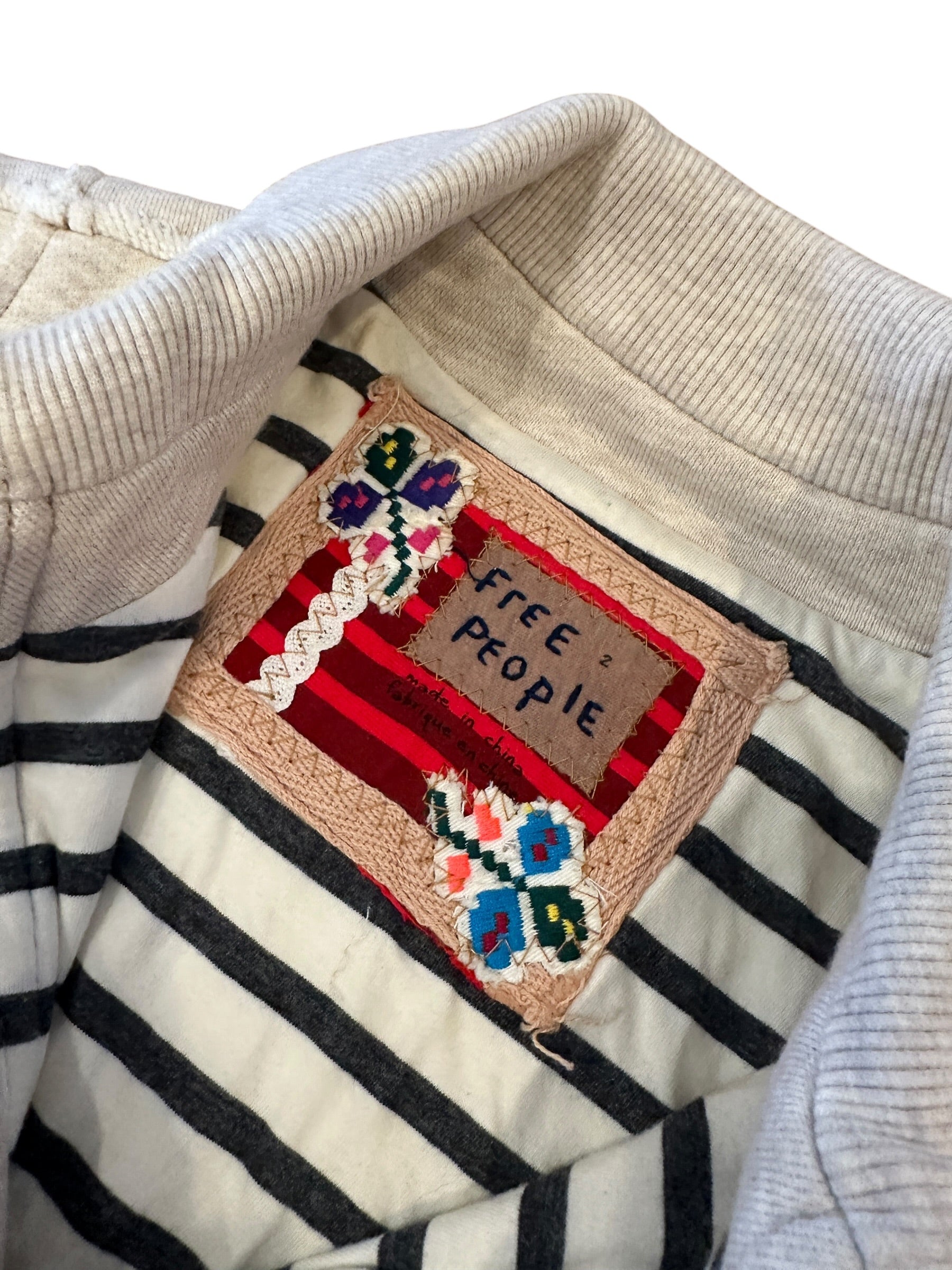 Free People Soft Knit Cream cropped zip-up jacket