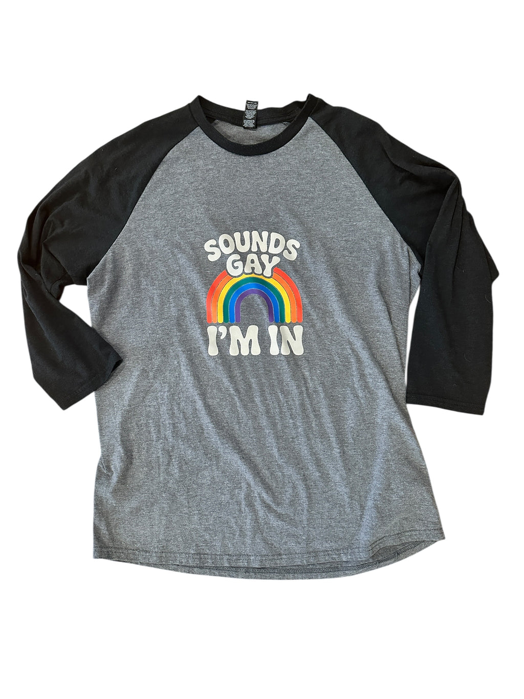Sounds Gay, I'm in - Grey Tee - Upcycled