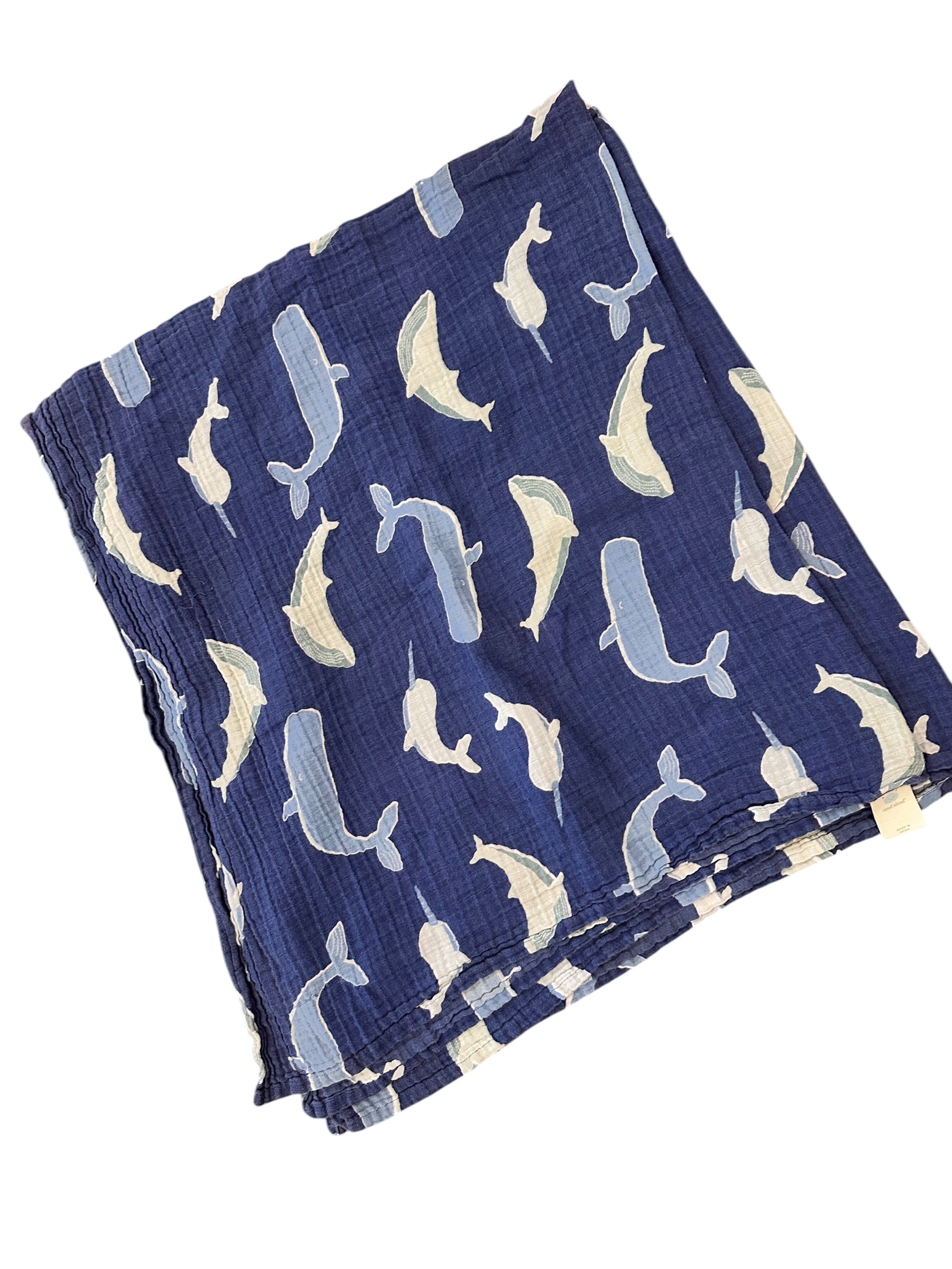 One Size - Cloud Island Whale Muslin Swaddle Blanket