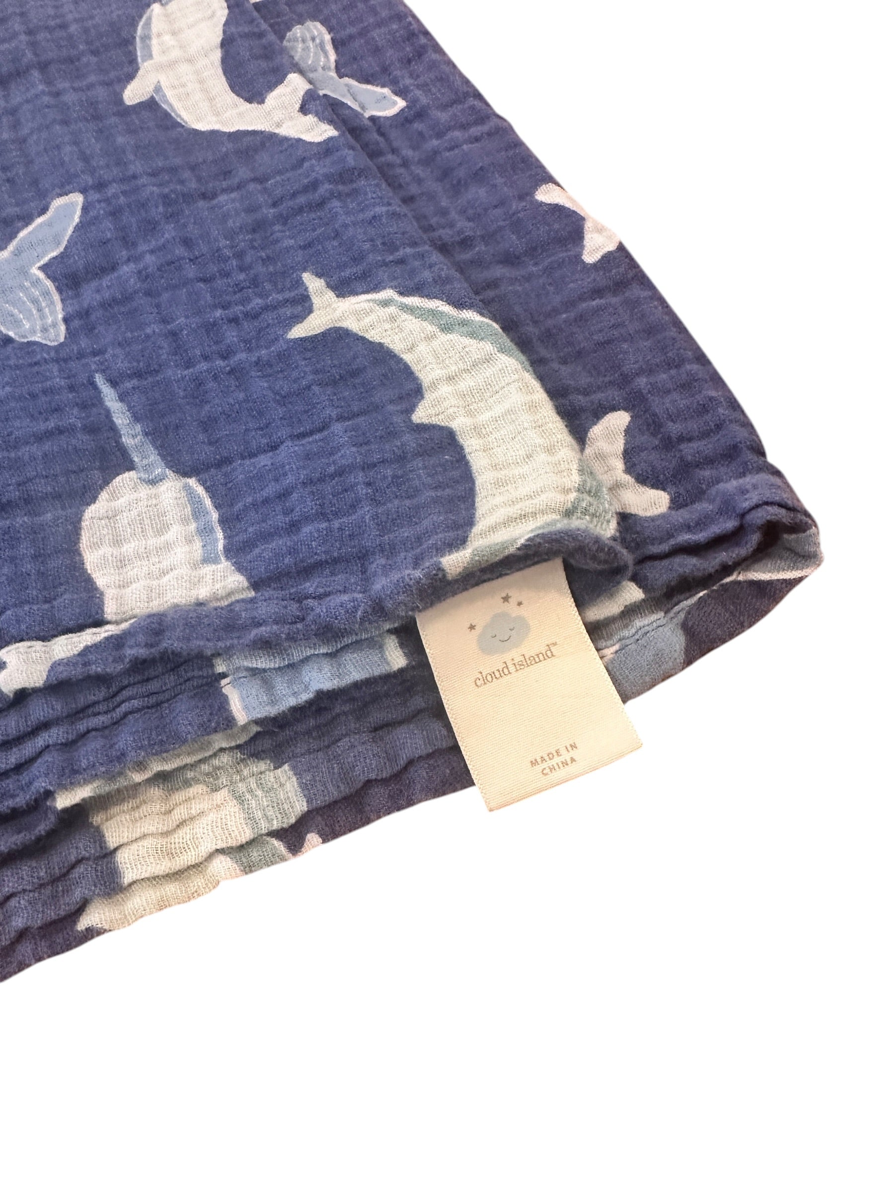 One Size - Cloud Island Whale Muslin Swaddle Blanket