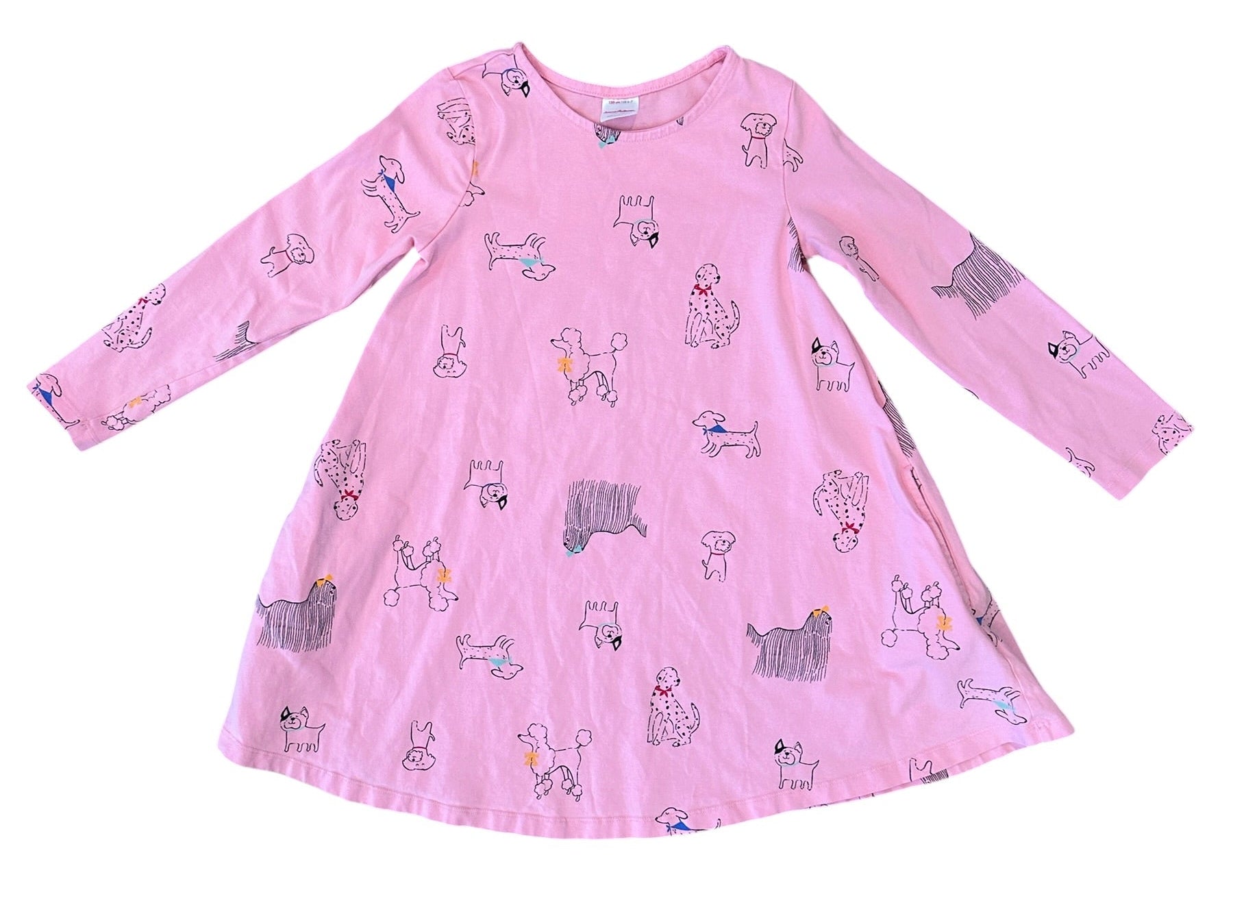Youth Size 6/7 - Hanna Andersson Pink Dog Dress with Pockets