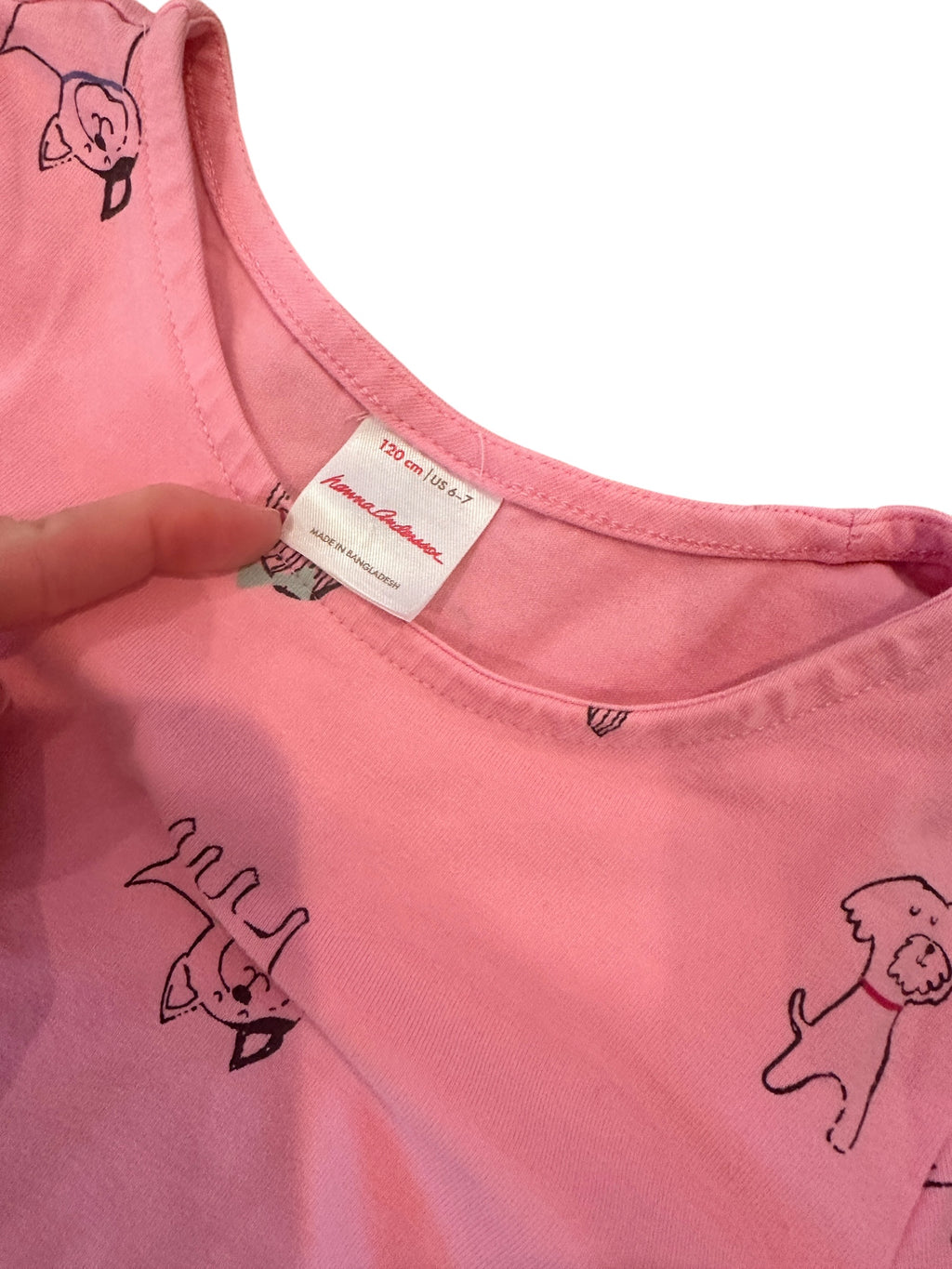 Youth Size 6/7 - Hanna Andersson Pink Dog Dress with Pockets