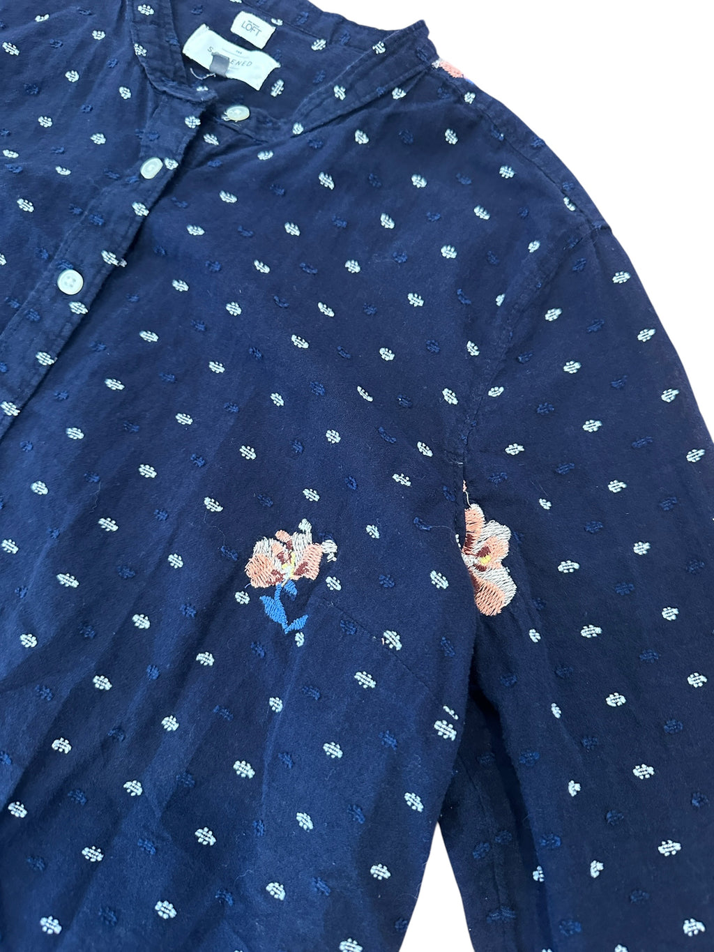 Size Large - LOFT Embroidered Long Sleeve Blouse