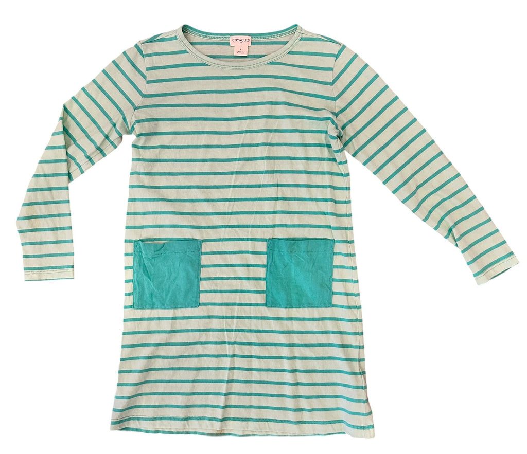 Youth Size 7 - CrewCuts Stripe Long Sleeve Dress with Pockets