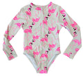 Youth Size 5 - Flapdoodles Long Sleeve Flamingo Swimsuit