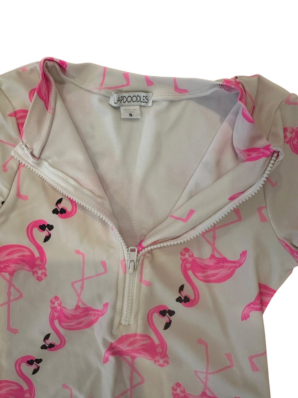 Youth Size 5 - Flapdoodles Long Sleeve Flamingo Swimsuit
