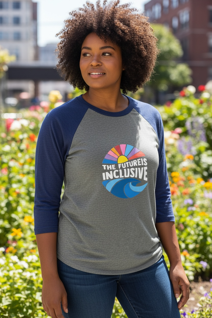 Size Large - The Future is Inclusive 3/4 Length Tee