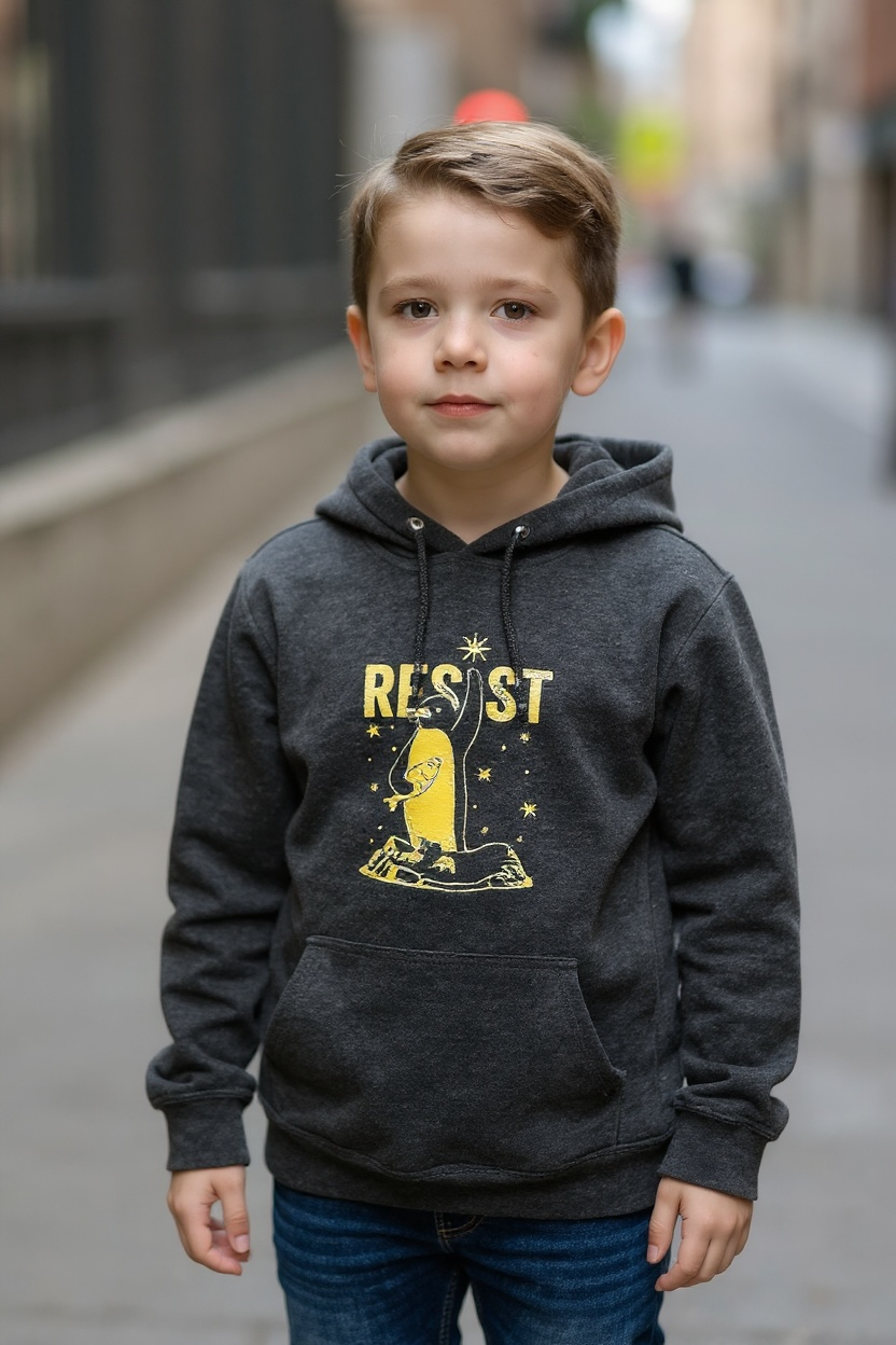 Resist Grey Hooded Sweatshirt - Upcycled